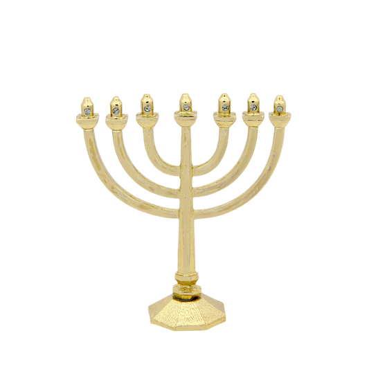 Crystal Mini-Menorah - Gold plated - Black Diamond