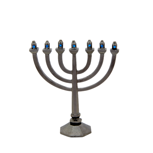 Crystal Mini-Menorah - Anthracite - Capri Blue