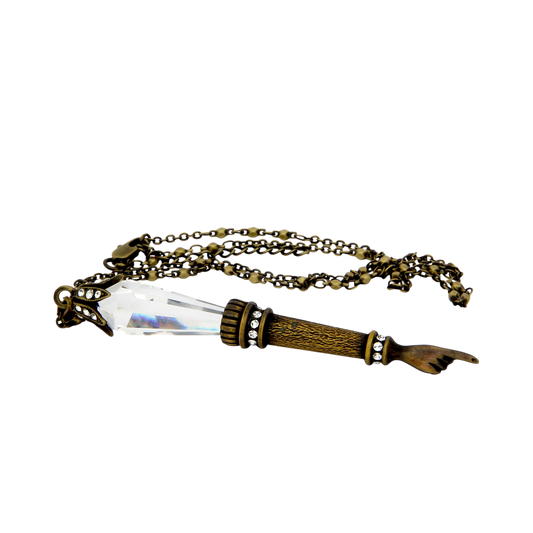 Crystal Torah Pointer Small - Old Brass - Crystal