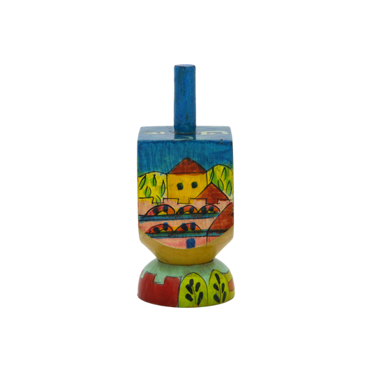 Wooden Dreidel Emanuel - Walls of Jerusalem (Oriental)