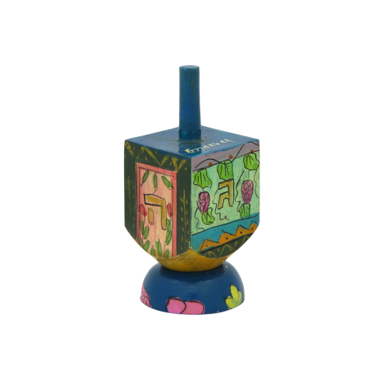 Wooden Dreidel Emanuel - Floral (Oriental)