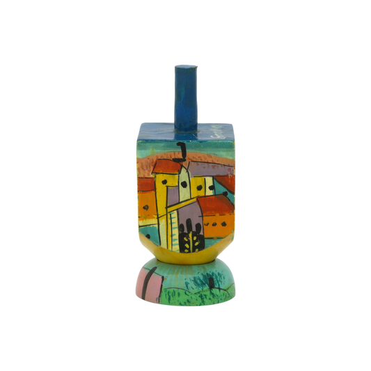 Wooden Dreidel Emanuel - Jerusalem View (Oriental)