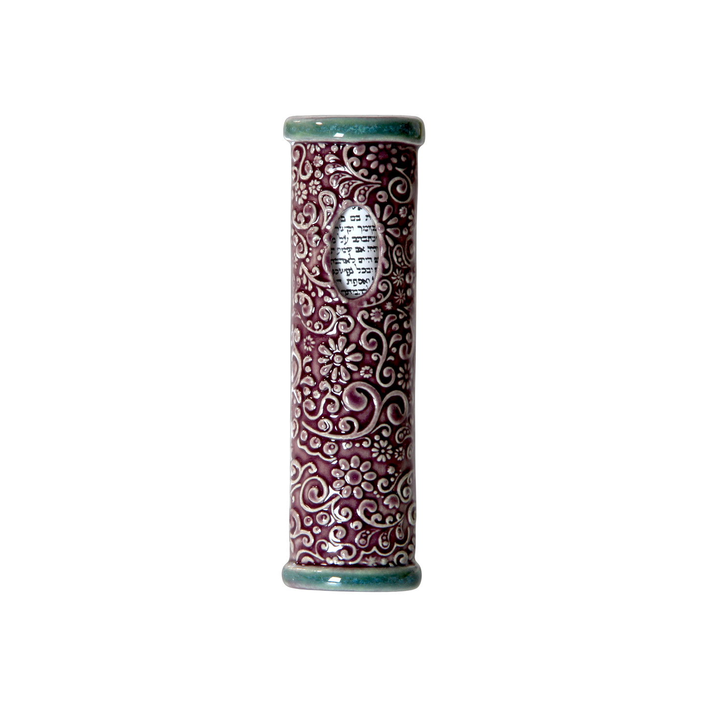 Ceramic Mezuzah - Floral Motif - Unique Piece