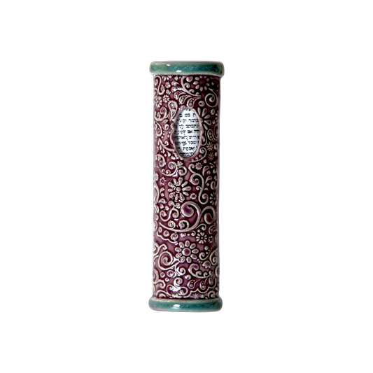 Keramická Mezuza - květinový motiv - jedinečný kus