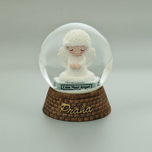 Snow Globe - Angel from Prague - White