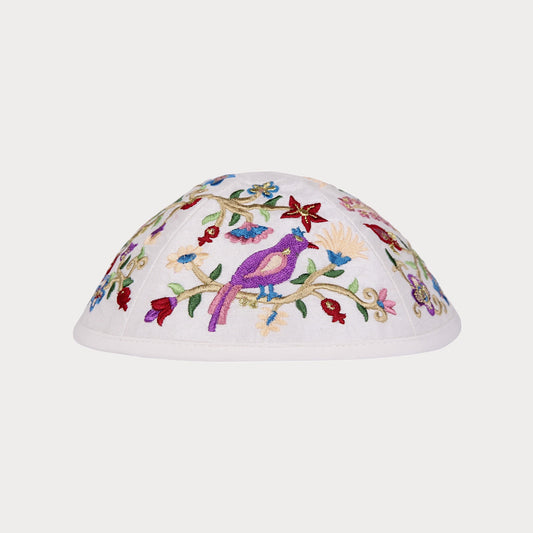 Kippah Emanuel - Embroidered - Multicoloured Birds