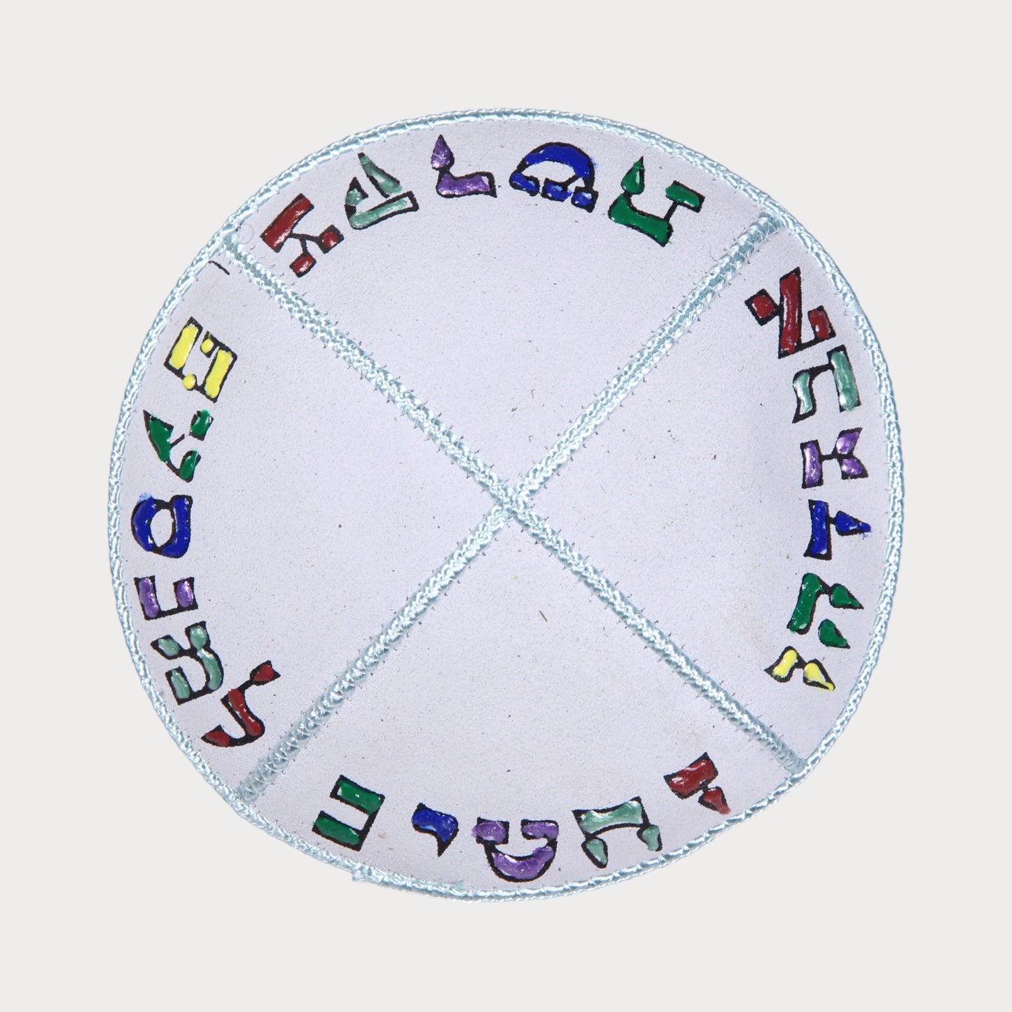 Children's kippah with alphabeth - leather