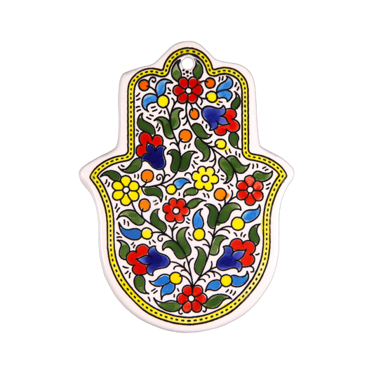 Armenian ceramic Hamsa - Floral motif