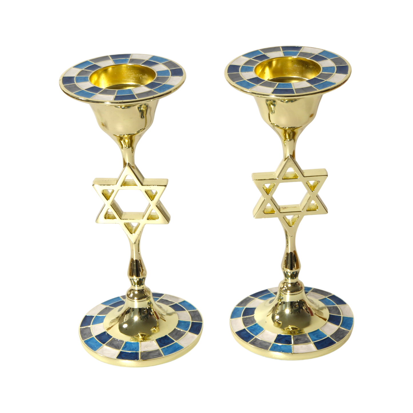 Modern Metal Candlesticks with Star of David