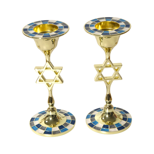 Modern Metal Candlesticks with Star of David
