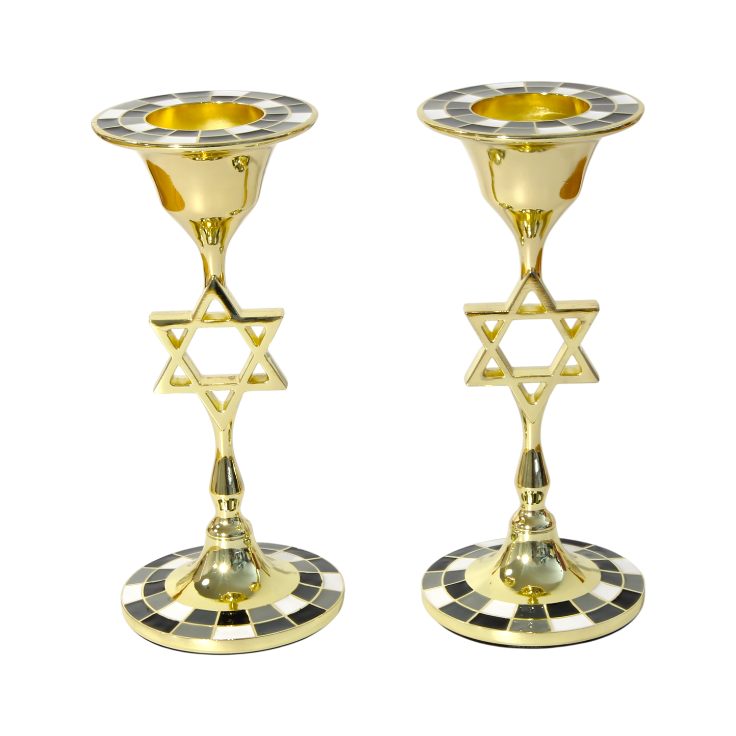 Modern Metal Candlesticks with Star of David
