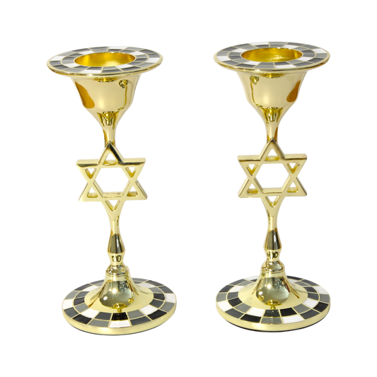 Modern Metal Candlesticks with Star of David