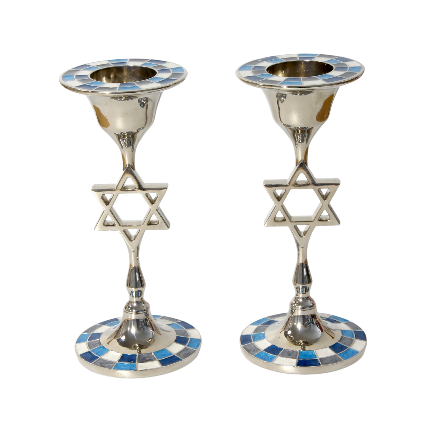 Modern Metal Candlesticks with Star of David