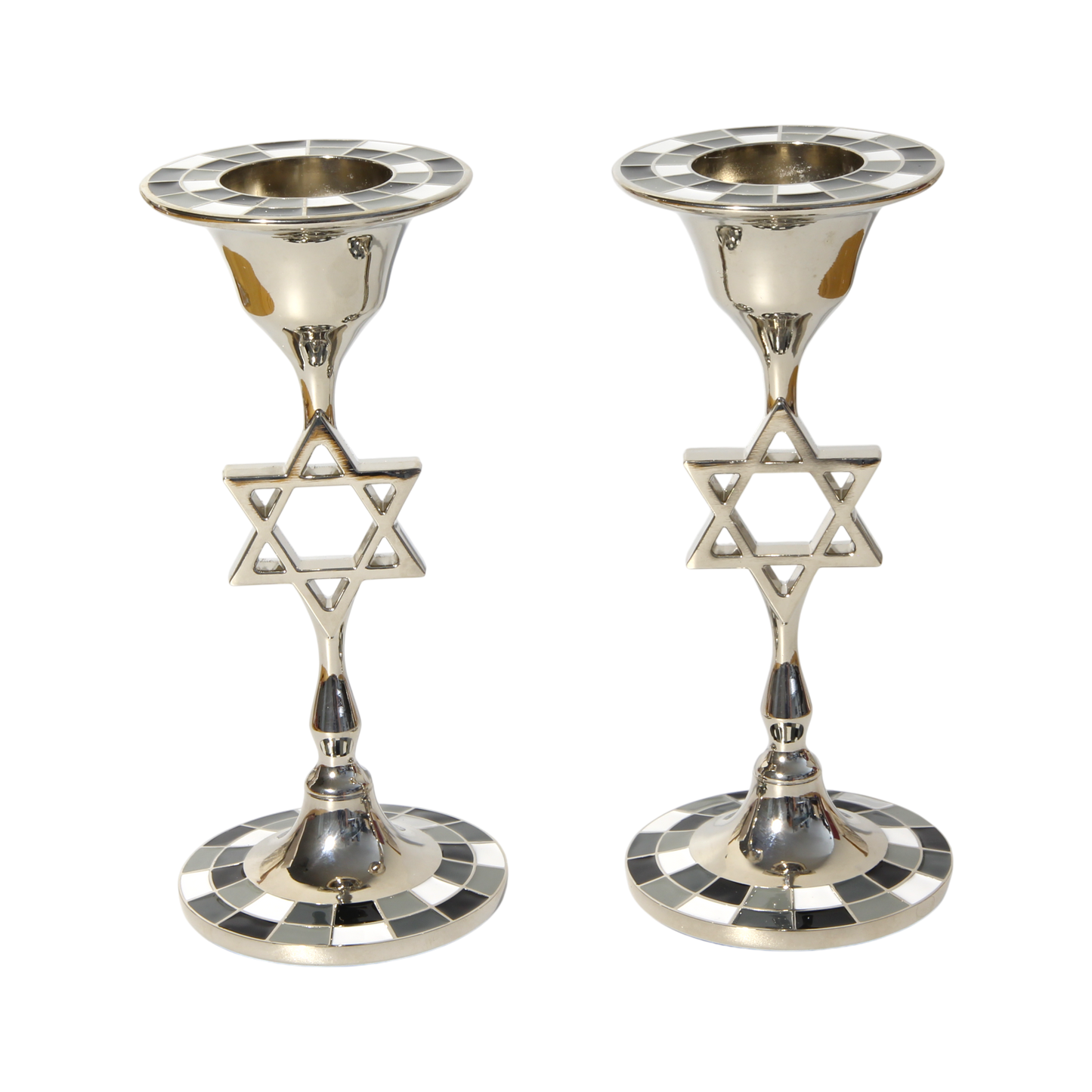Modern Metal Candlesticks with Star of David