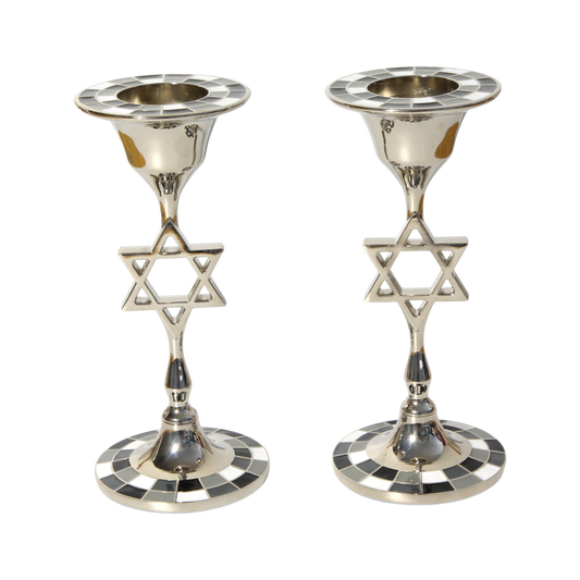 Modern Metal Candlesticks with Star of David