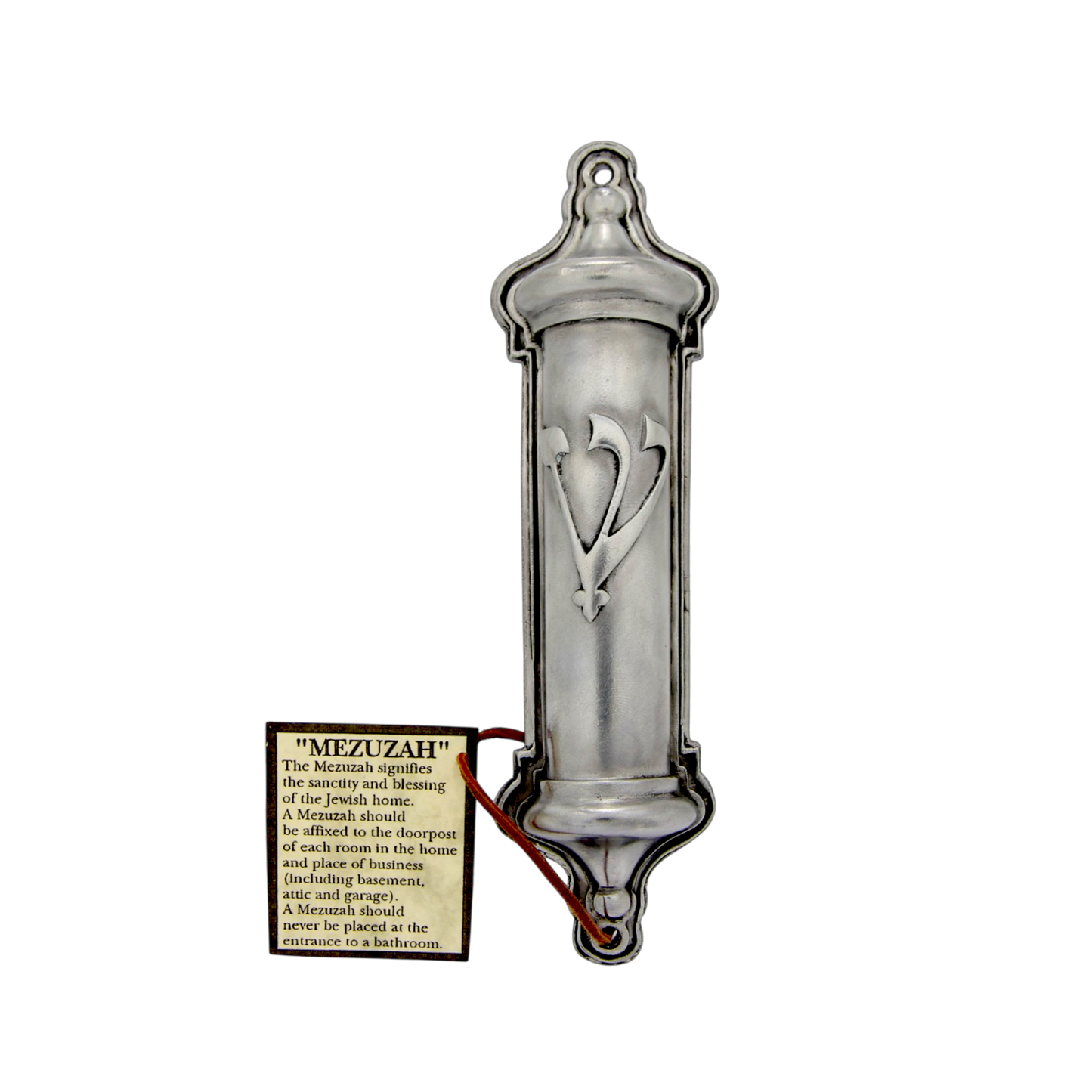 Pewter Mezuzah with Shin