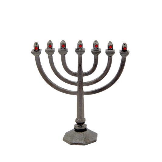 Crystal Mini-Menorah - Anthracite - Light Siam