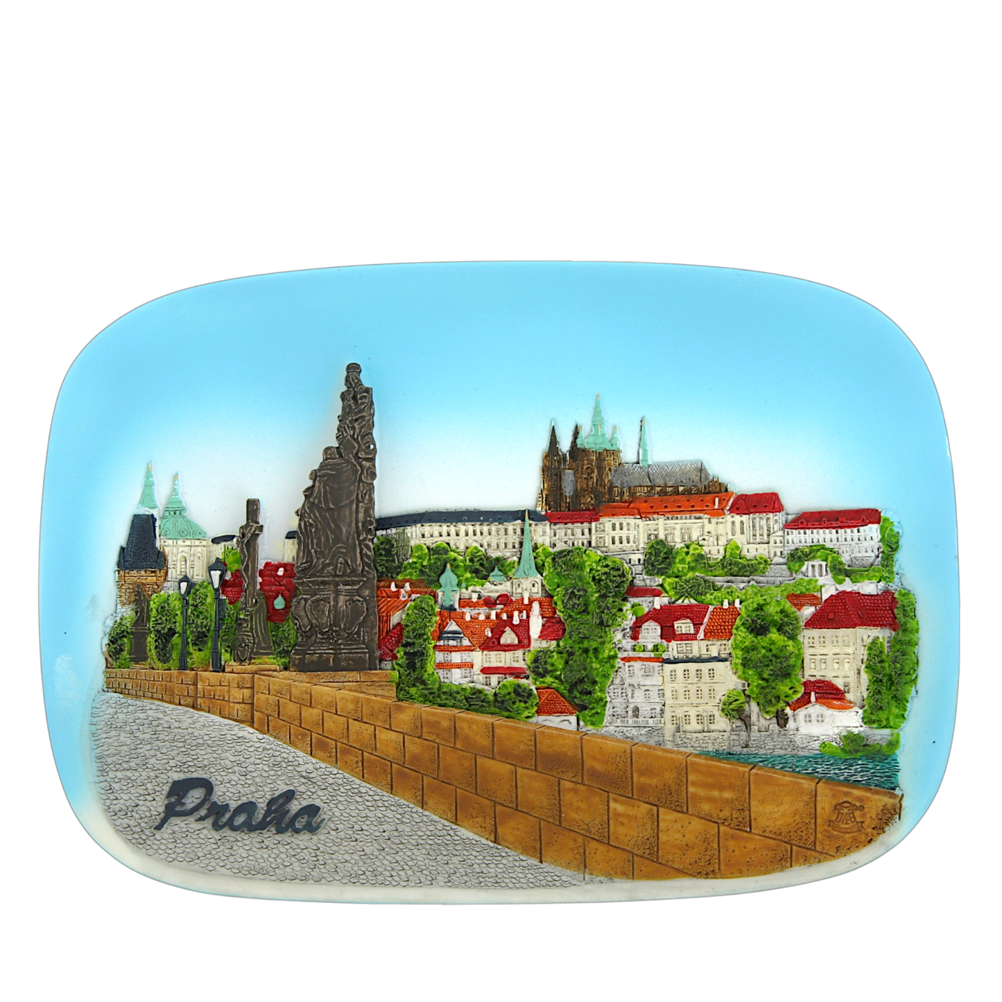 Keramická kachle - pohled na Pražský hrad z Karlova mostu