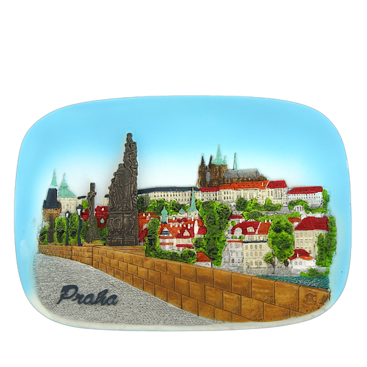 Keramická kachle - pohled na Pražský hrad z Karlova mostu