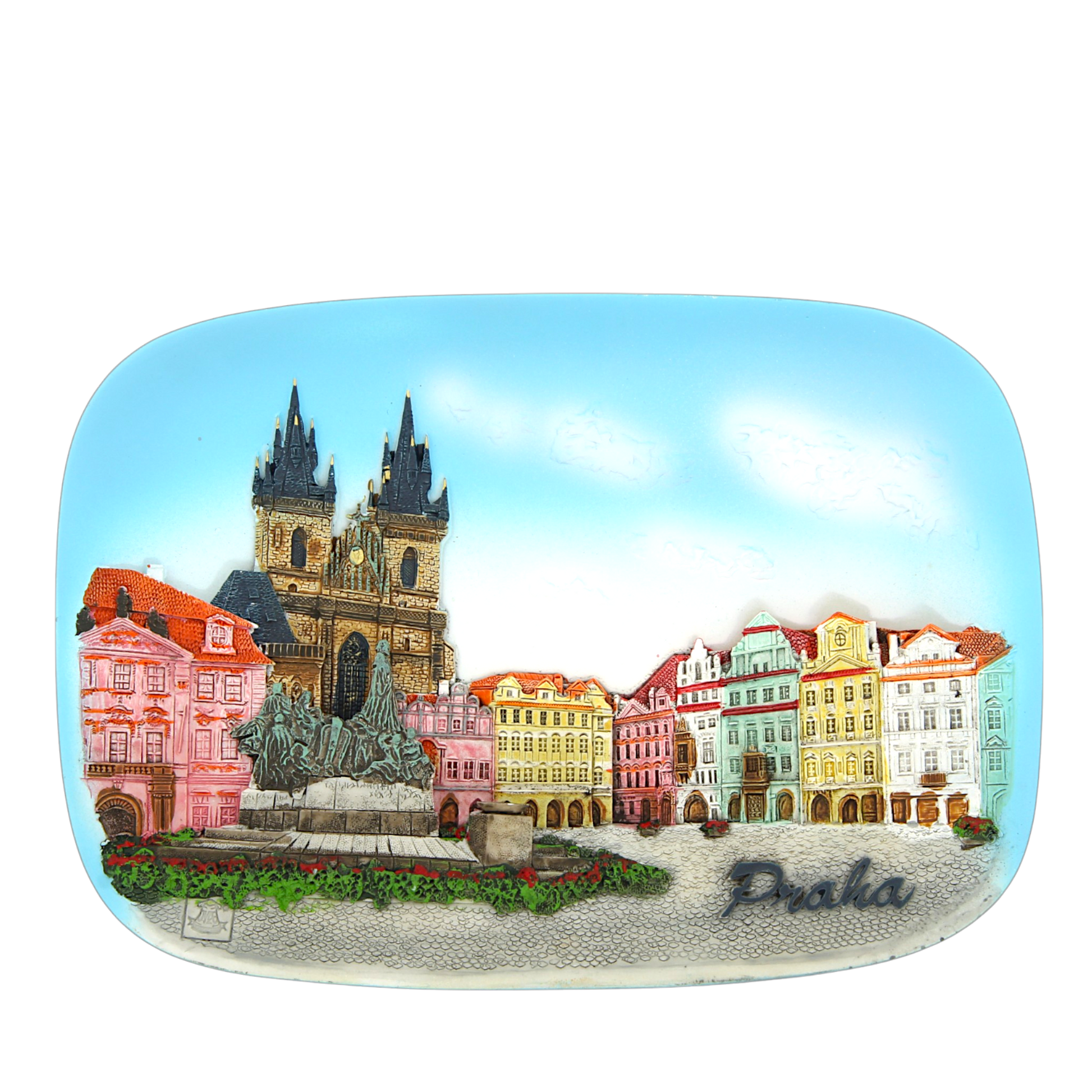 Ceramic tile featuring Church of Our Lady before Týn in colorful design – Prague Judaica. - Daily - Prague Judaica