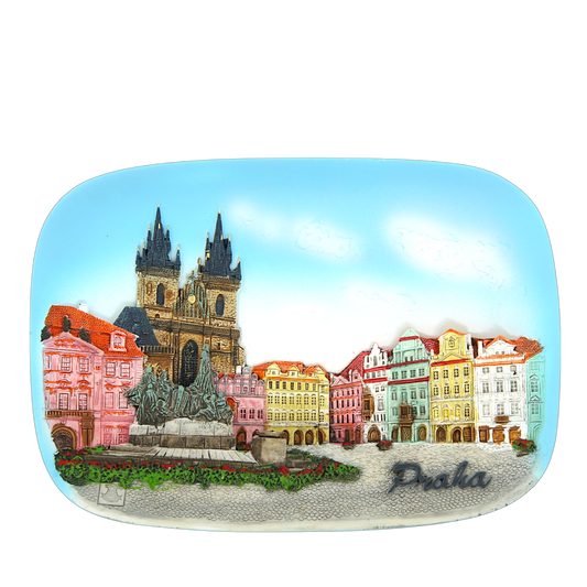 Ceramic tile featuring Church of Our Lady before Týn in colorful design – Prague Judaica. - Daily - Prague Judaica