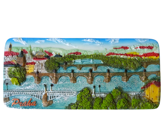 Ceramic Panoramic Magnet - Prague bridges