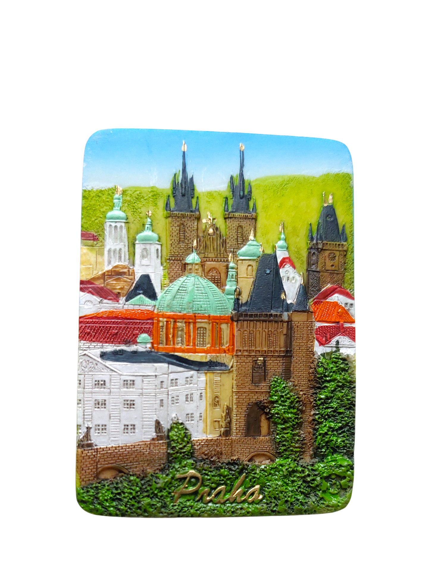 Ceramic magnet with Prague Old Town Towers design – Prague Judaica. - Default Title - Prague Judaica
