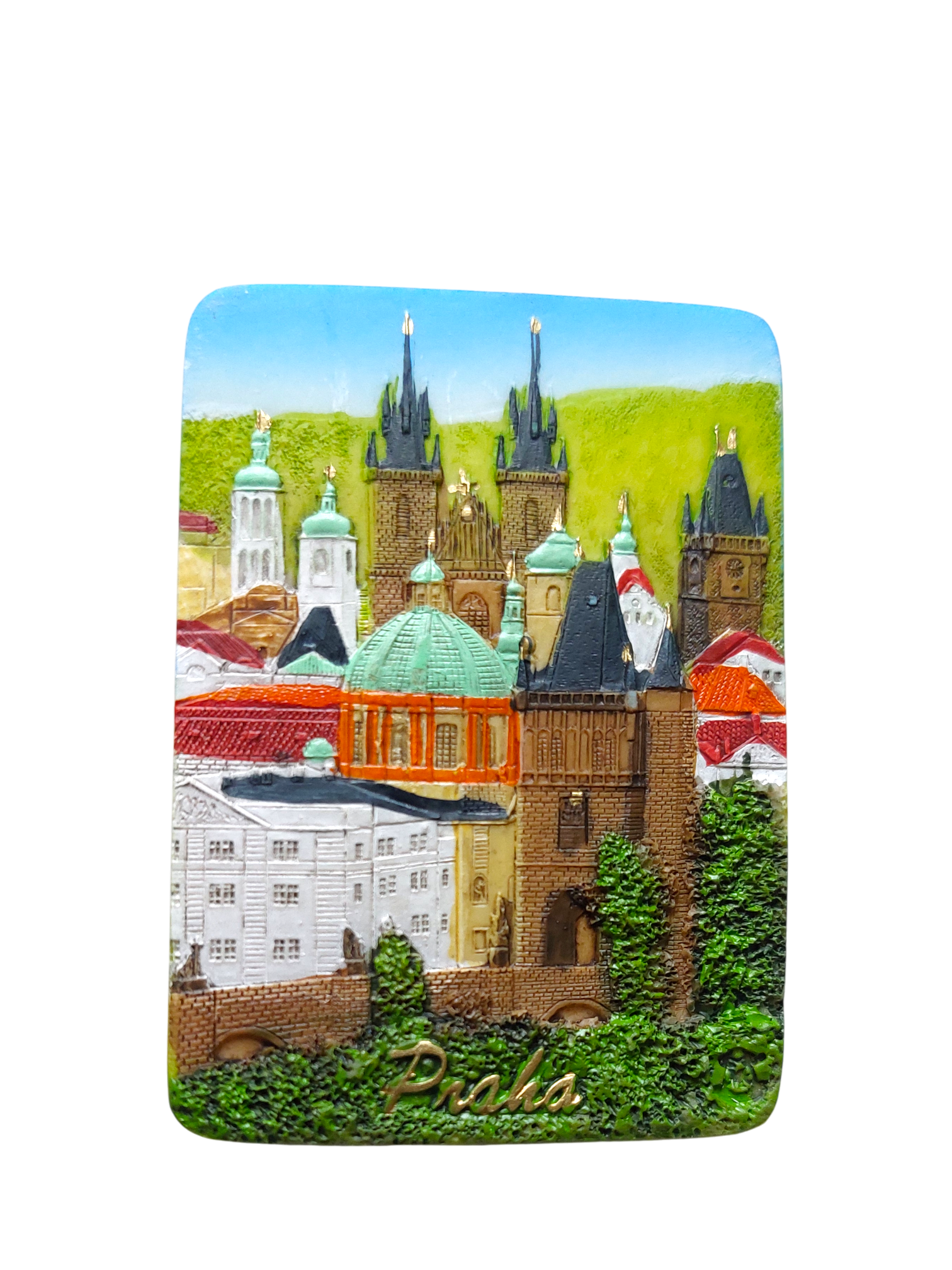 Ceramic magnet with Prague Old Town Towers design – Prague Judaica. - Default Title - Prague Judaica