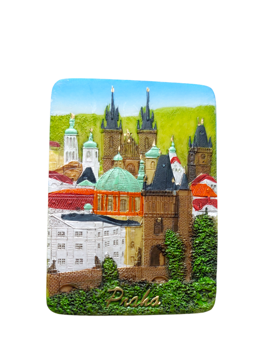 Ceramic magnet with Prague Old Town Towers design – Prague Judaica. - Default Title - Prague Judaica