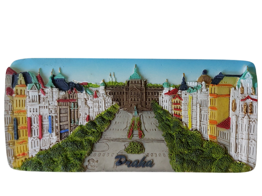 Ceramic Panoramic Magnet - Wenceslas Square in Prague
