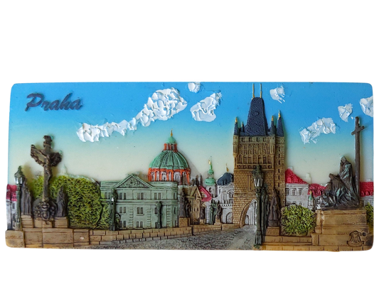 Ceramic Panoramic Magnet - View of the Old Town from Charles Bridge