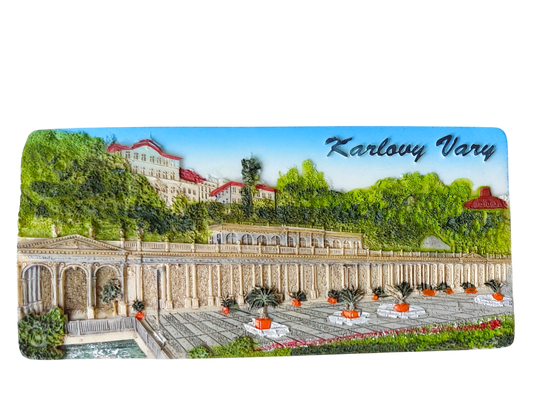 Keramický panoramatický magnet - Karlovy Vary
