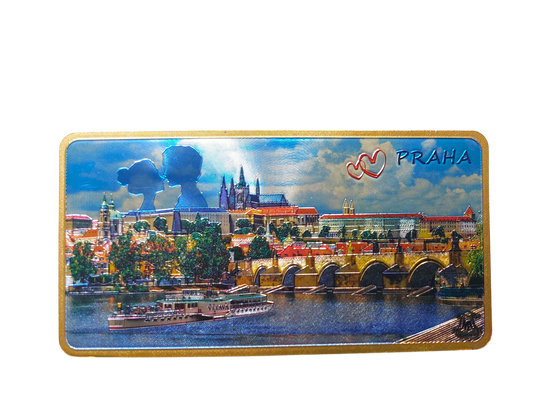 Kovový magnet - Romantické panorama Pražského hradu