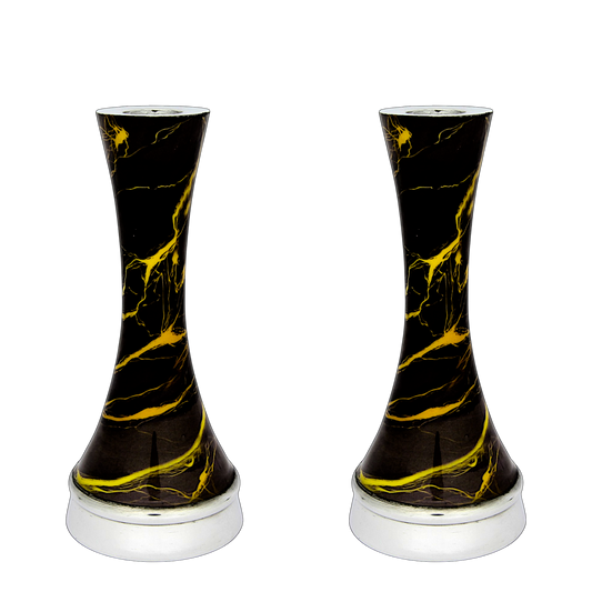 Shabbat Aluminium Candlesticks - Marble Design