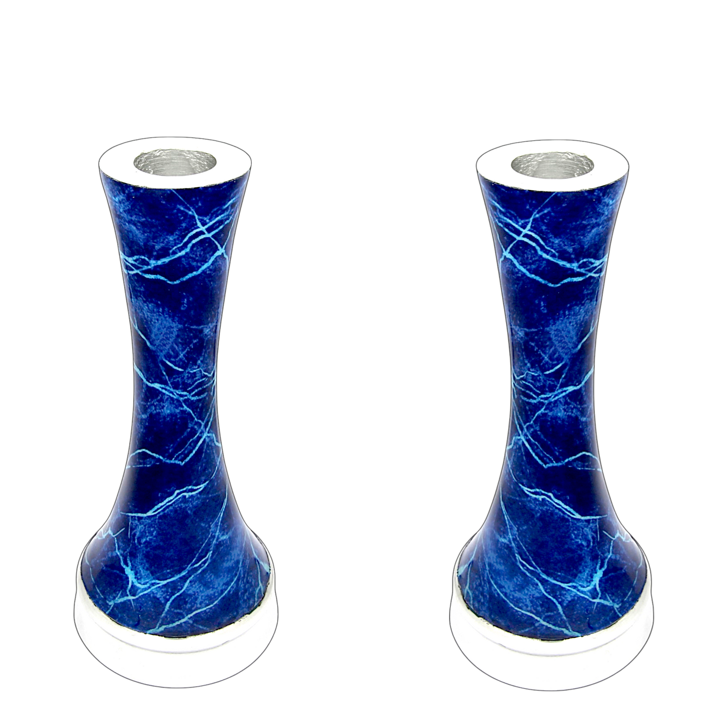 Shabbat Aluminium Candlesticks - Marble Design