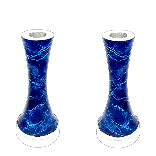 Shabbat Aluminium Candlesticks - Marble Design