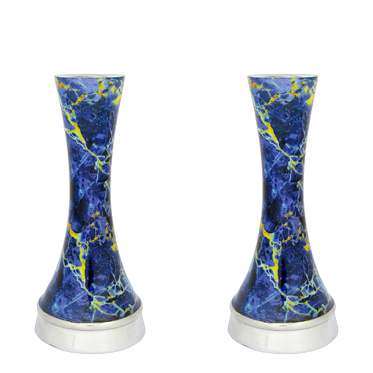 Shabbat Aluminium Candlesticks - Marble Design