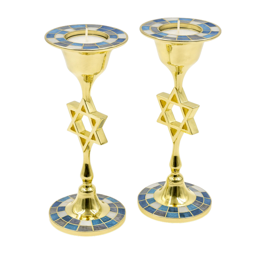 Modern Metal Candlesticks with Star of David