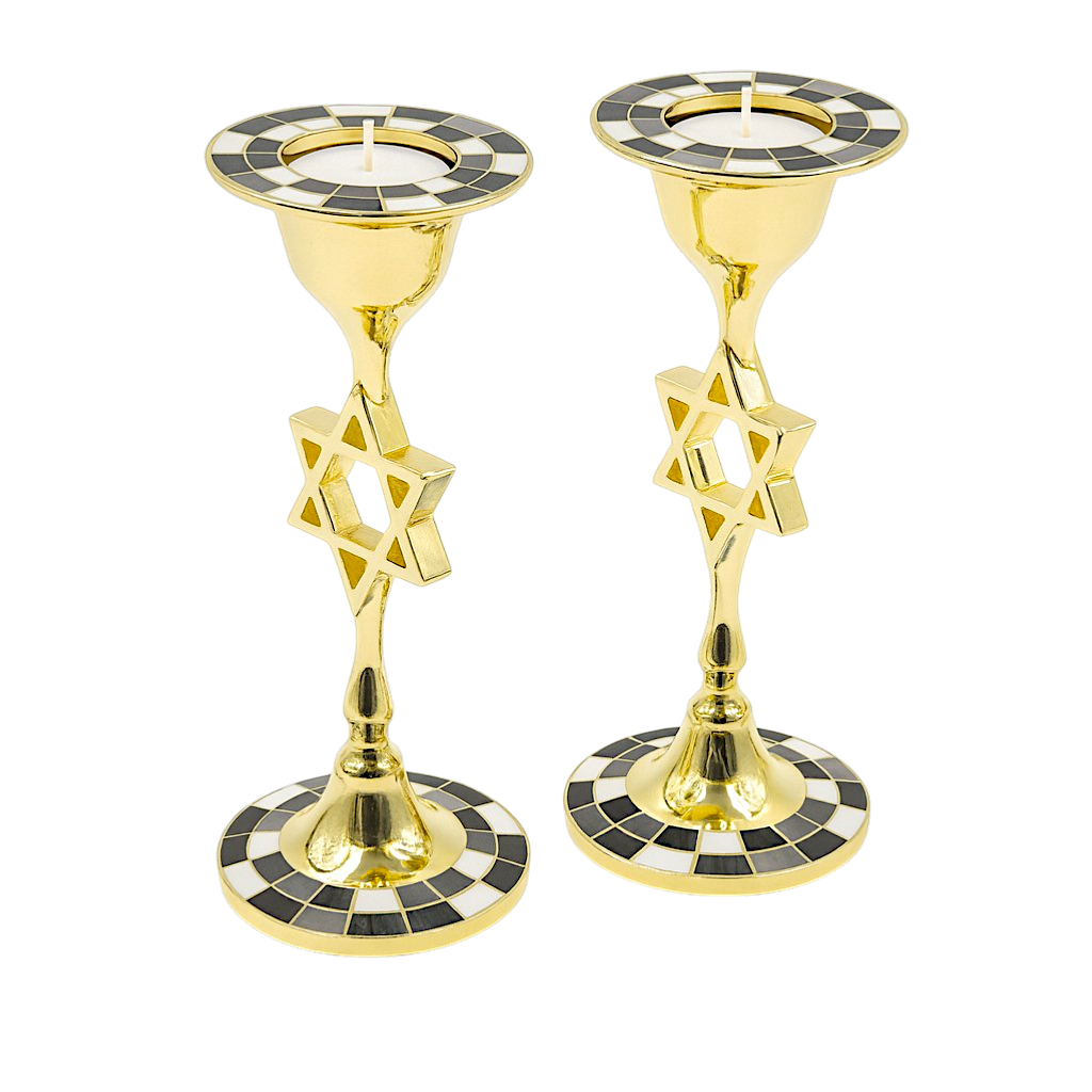 Modern Metal Candlesticks with Star of David
