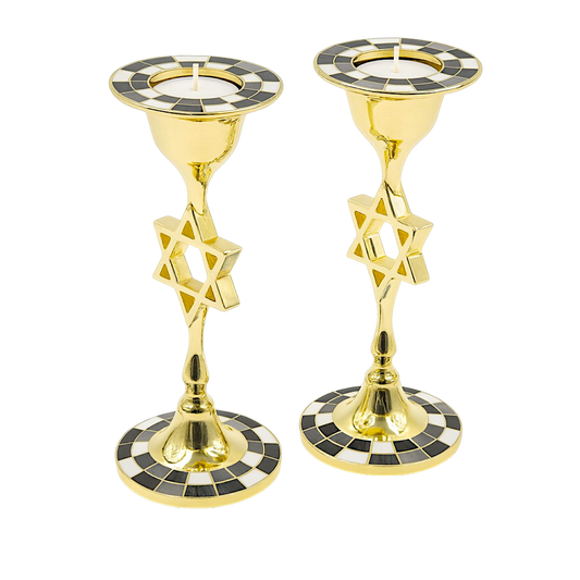 Modern Metal Candlesticks with Star of David