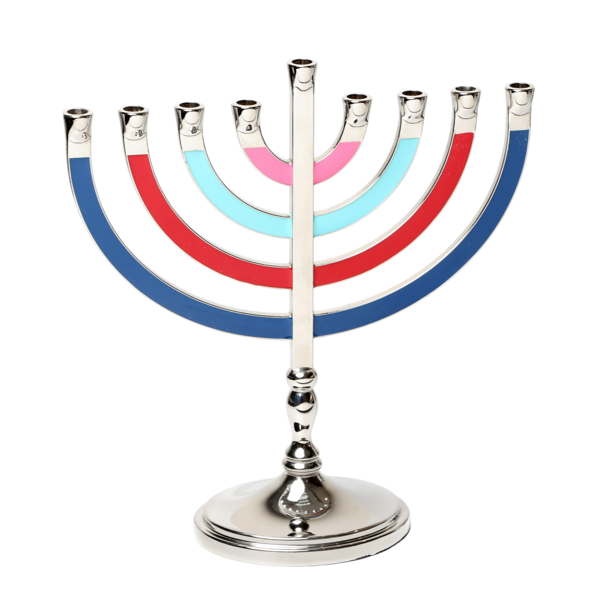 Chanukiah Menorah Silver Colour - Multicoloured Enamel