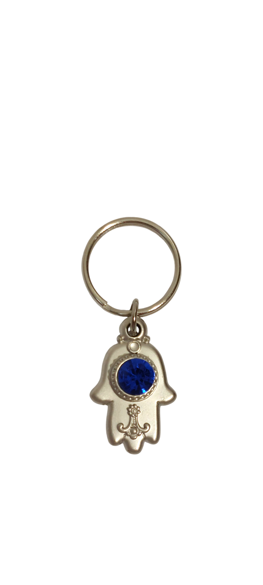 Small Hamsa Keychain - Blue Stone