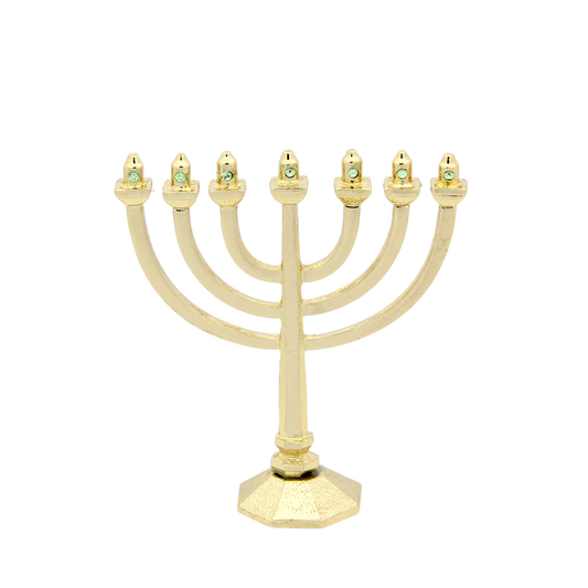 Crystal Mini-Menorah - Gold plated - Peridot