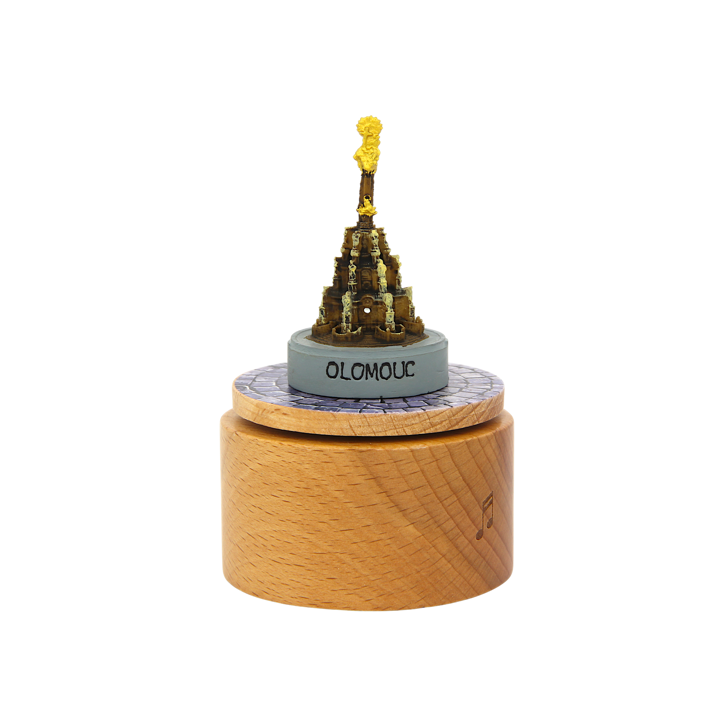 Otočná hrací skříňka - miniatura sloupu Nejsvětější trojice v Olomouci