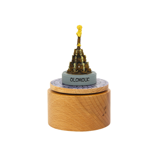 Otočná hrací skříňka - miniatura sloupu Nejsvětější trojice v Olomouci