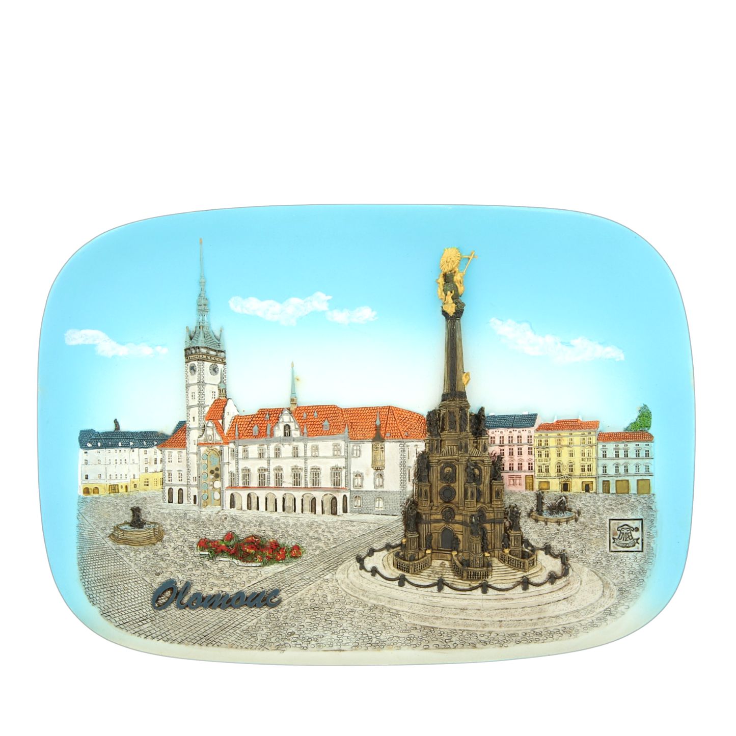 Keramická kachle - sloup Nejsvětější trojice v Olomouci