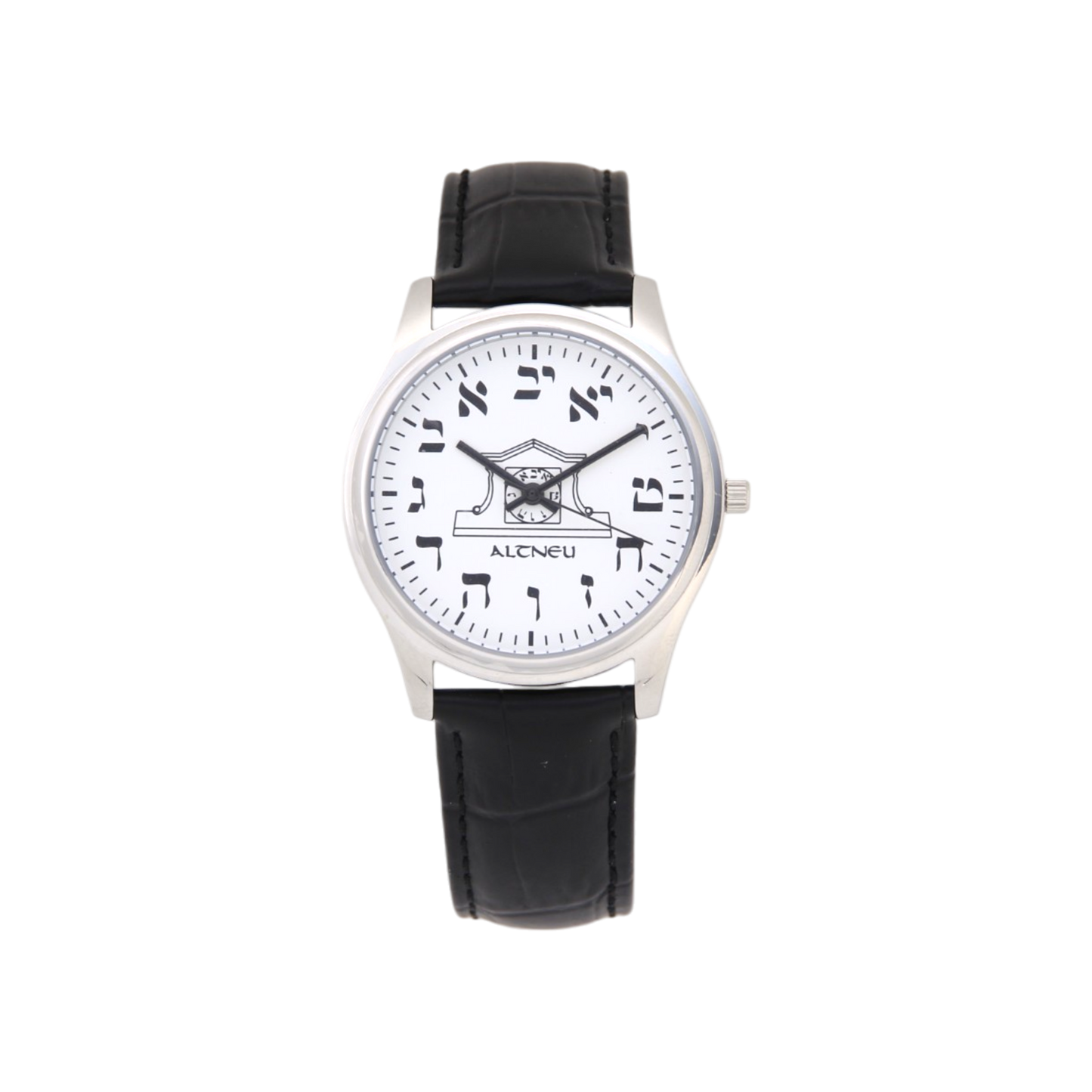 Mens Altneu Hebrew backwards watch - Black Leather