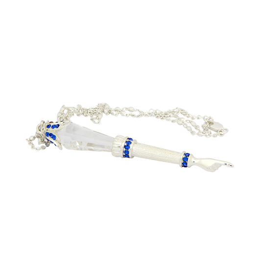 Crystal Torah Pointer Small - Silver plated - Sapphire