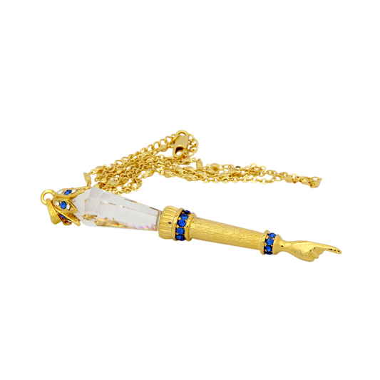 Crystal Torah Pointer Small - Gold plated - Sapphire