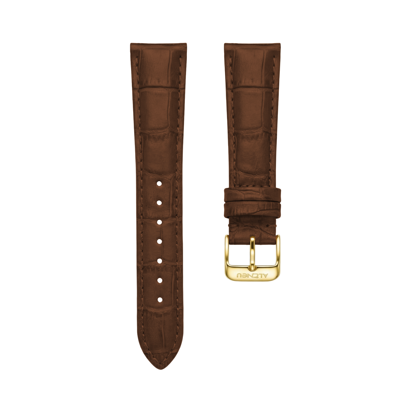 Replacement Leather Watch Strap for ALTNEU – Brown with Gold-Plated Finish